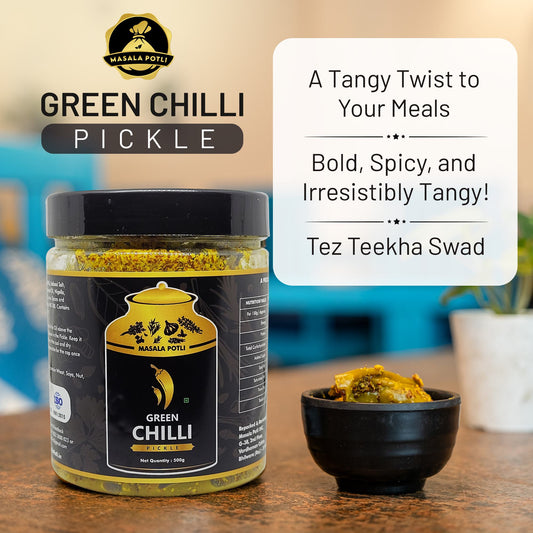 Authentic Rajasthani Hari Mirch Achar (Premium Green Chilli Pickle) - 500g