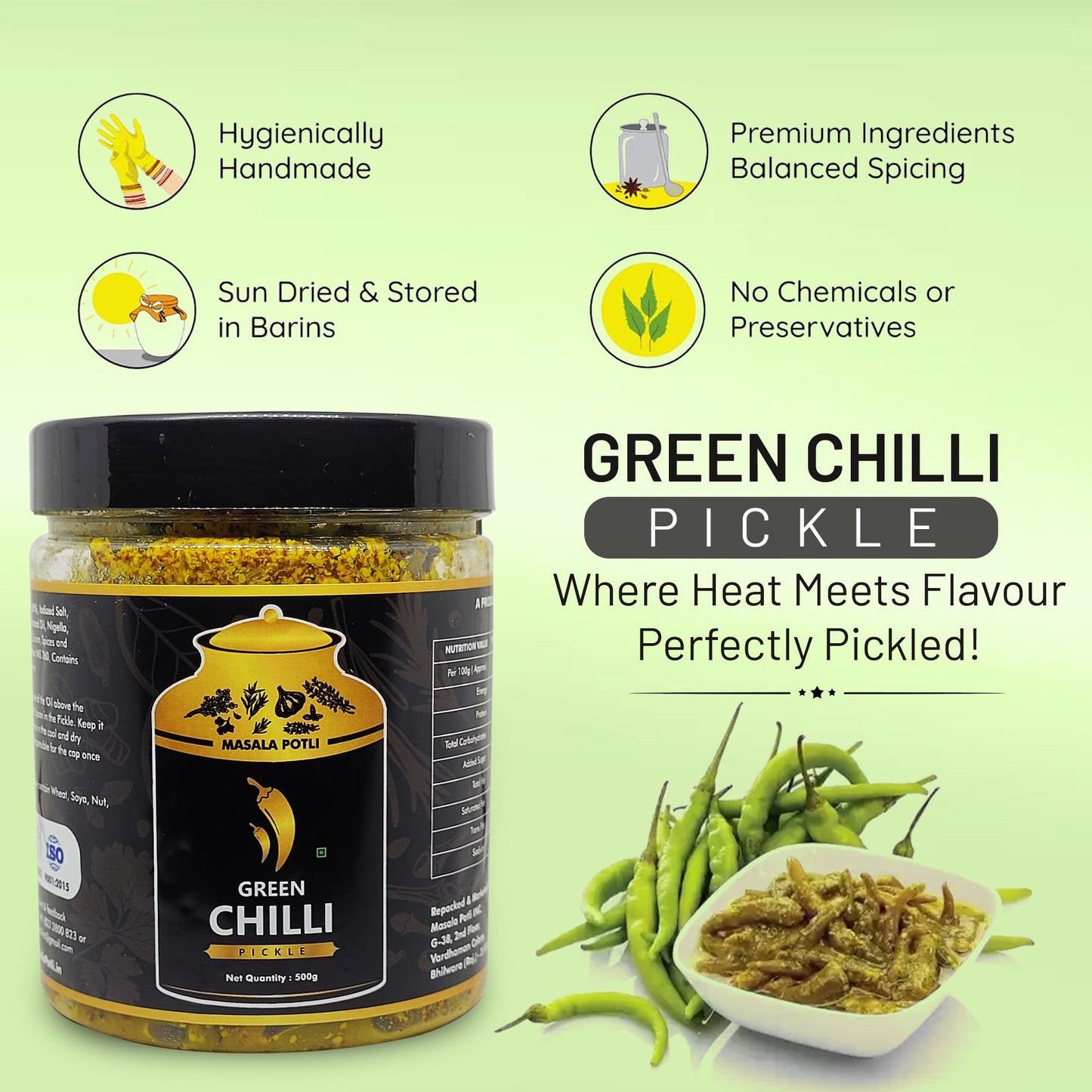 Rajasthani Hari Mirch Achar (Green Chilly Pickle) 500g