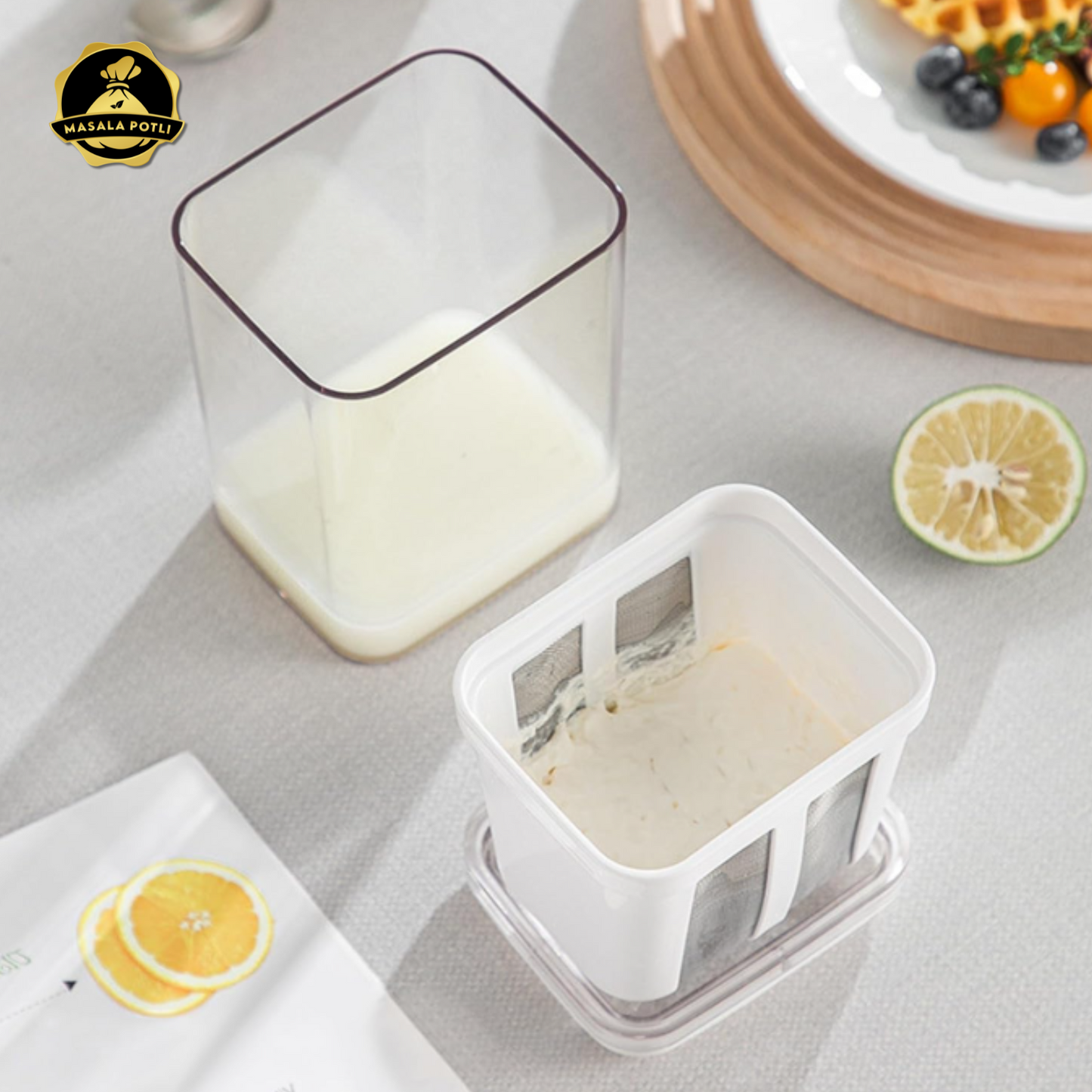Premium Greek Yogurt Strainer 1100ML - Hung Curd Maker with Fine Mesh Filter | BPA-Free Stainless Steel