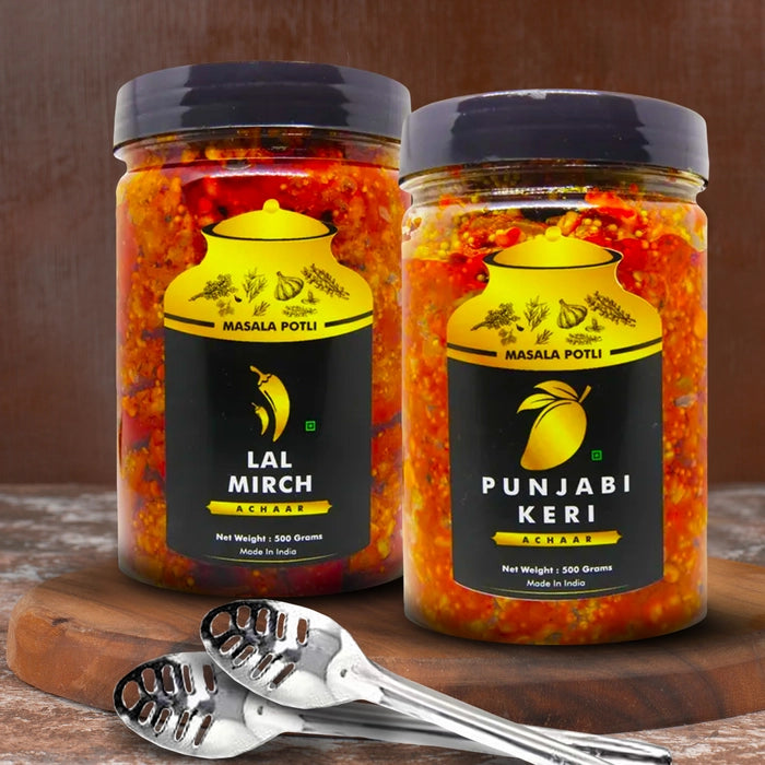 Masala Potli Lal Mirch Pickle and Punjabi Keri Pickle combo