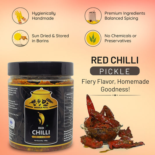 Authentic Gujarati Lal Mirch Ka Achar (Premium Red Chilli Pickle) - 500g