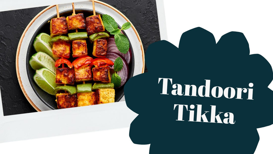 Skewers of char-grilled tandoori chicken and paneer tikka with Masala Potli marination masalas