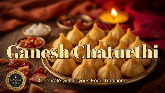 Steamed modak sweets and festive thali with pickle for Ganesh Chaturthi, Masala Potli