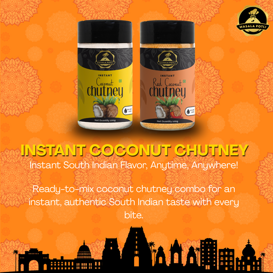 Instant Coconut Chutney Mix Combo - White & Red Coconut Chutney Powder (100g Each) | South Indian