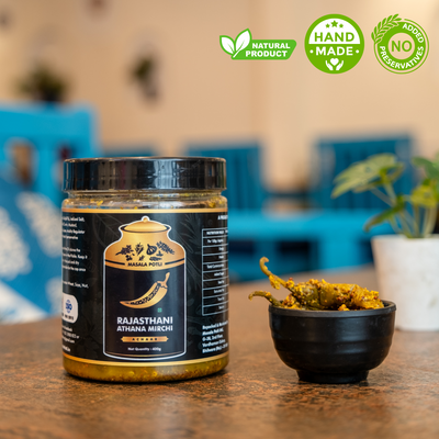 Authentic Rajasthani Athana Mirchi Achar (Premium Green Chilli Pickle) - 400g