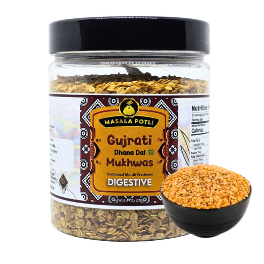 Masala Potli Gujarati Dhana Dal Mukhwas 250g - Roasted Coriander Seeds Mouth Freshener & Digestive