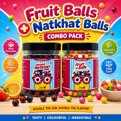 Masala Potli Fruit Ball and Natkhat Balls Candy Combo 250g each