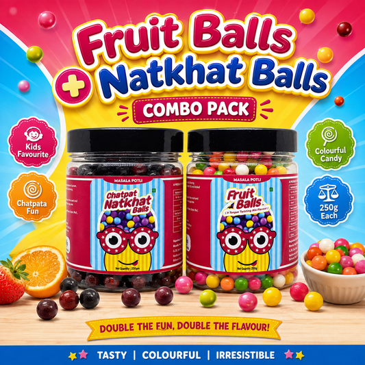 Masala Potli Fruit Ball and Natkhat Balls Candy Combo 250g each