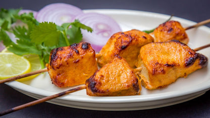 Fish tikka prepared with Masala Potli seafood BBQ spice mix