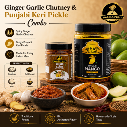 Masala Potli Ginger Garlic Chutney and Punjabi Keri Pickle combo