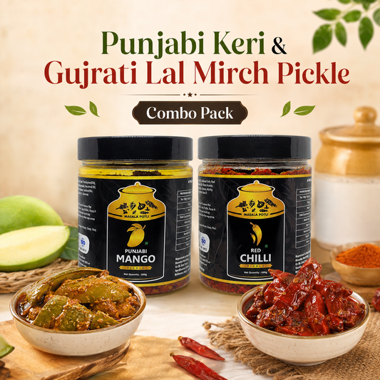Gujrati Lal Mirch Achar (Red Chilly Pickle) 500g & Punjabi Keri Achaar (Mango Pickle) 500g