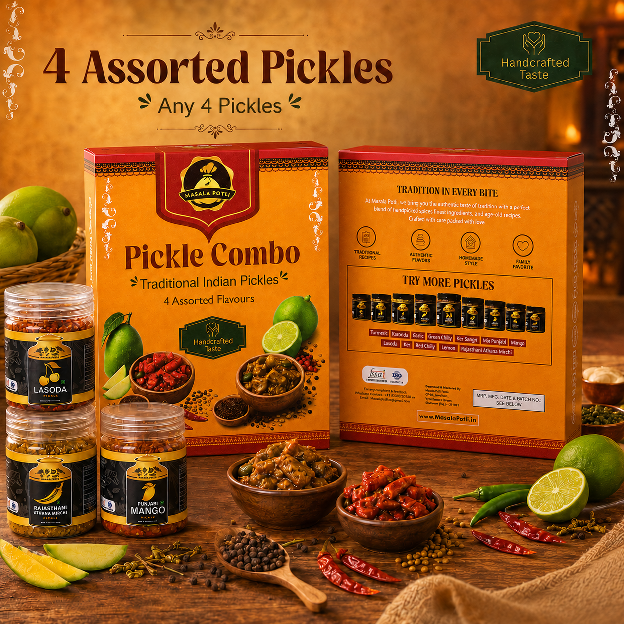 Indian Pickle Trial Pack | 4 Best Seller Achaar (Pet Jar)