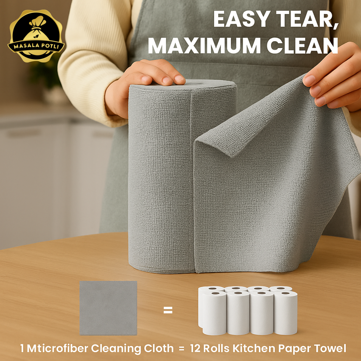 Microfiber Cleaning Cloth Roll, Mint Green - 20 Sheets