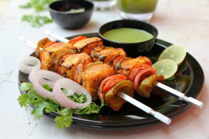 Paneer tikka prepared with Masala Potli BBQ spice mix