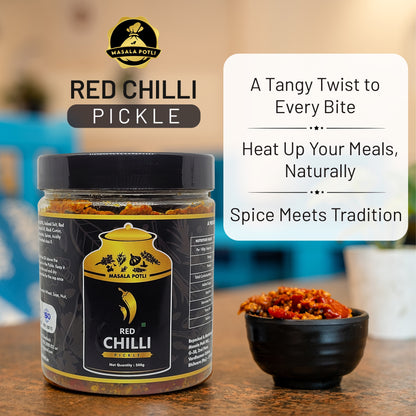 Masala Potli Red Chilli Pickle 500g front label