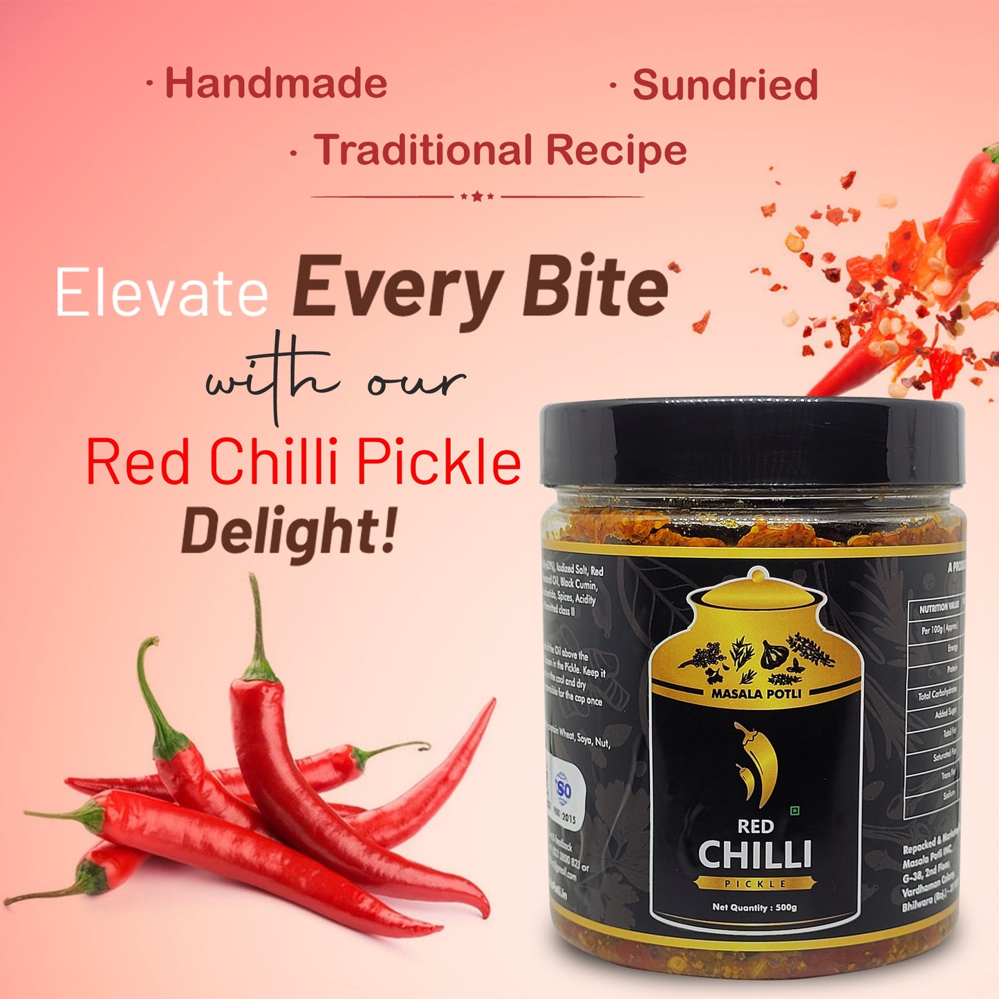 Gujrati Lal Mirch Ka Achar (Red Chilly Pickle) 500g